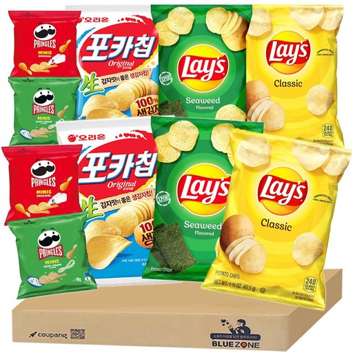 [블루존] 감자칩 감자과자 5종 10개입 세트 (레이즈클래식+레이즈씨위드+프링글스오리지널+프링글스어니언+포카칩오리지널)x2