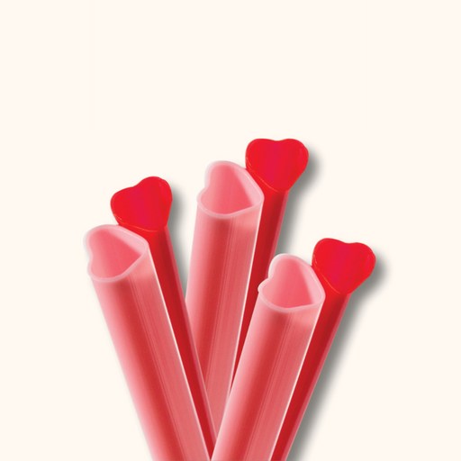 케이비팩 6x210mm 하트빨대 레드 2000개입 플라스틱 일회용 카페 빨대 벌크 포장