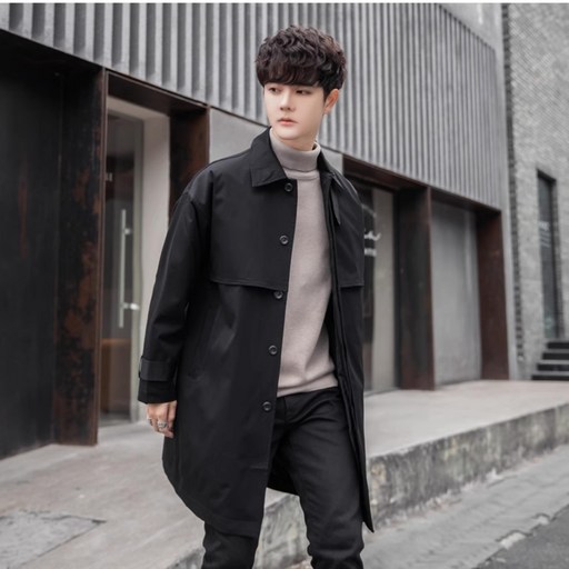 투니스 남성 심플 루즈핏 미디엄 트렌치코트