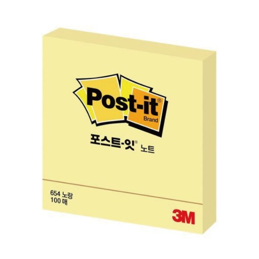 포스트잇 정사각 중간형 654, 노랑, 100개입, 5개