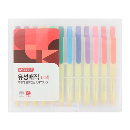 모리스)저스트클릭 유성매직S 12색세트 1개