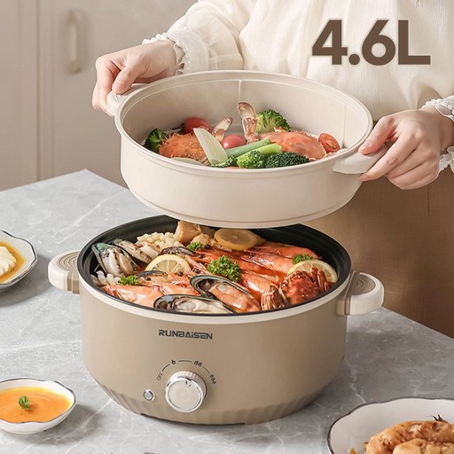 Fowod 대용량 전기냄비 멀티쿠커 세라믹코팅 가정용 3단 화력 28cm 4.6L