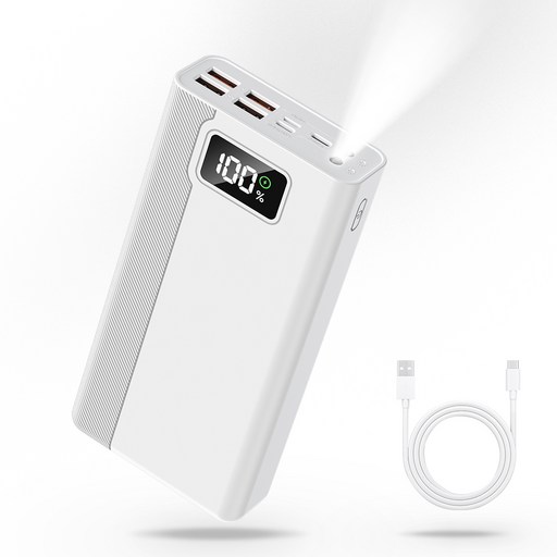 고속충전 PD 22.5W QC3.0 멀티단자 LED 조명등 잔량표시 대용량 보조배터리 30000mAh