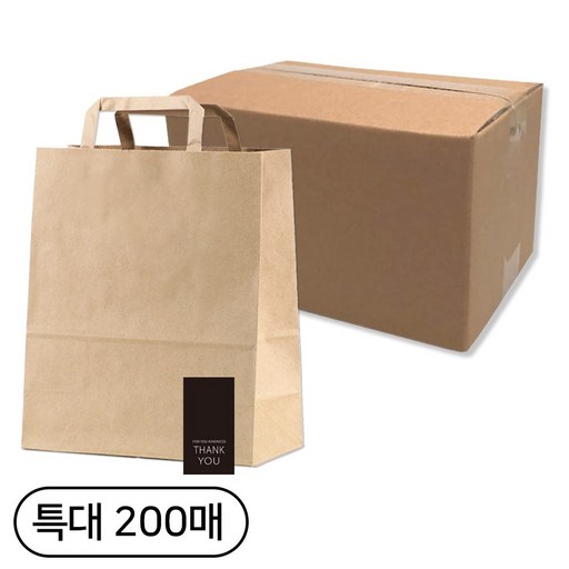 제로패키지 크라프트 무지 쇼핑백 소 60p + 감사 스티커 60p