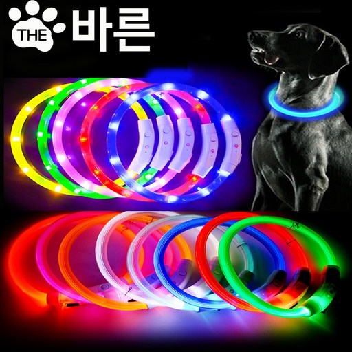 더바른 애견 강아지 LED 목걸이 목줄 야광 산책 용품