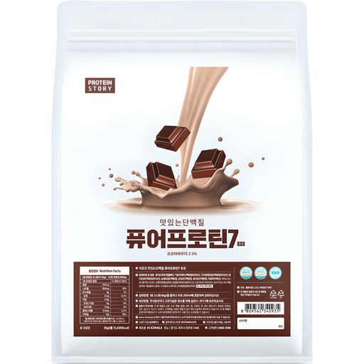 프로틴스토리 맛있는 단백질 퓨어프로틴7 3kg 쇼콜라초코