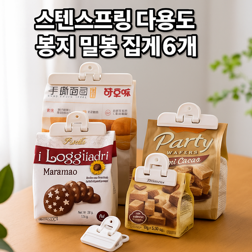 크레샤 스테인레스스프링봉지밀폐집개6세트