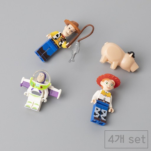 84x84 토이스토리 돼지 레고 냉장고자석 마그네틱 4p 세트