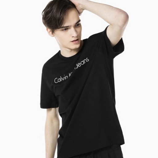 Calvin Klein 남성 인스티튜셔널 로고 레귤러핏 반팔 티셔츠 J319186 BAE
