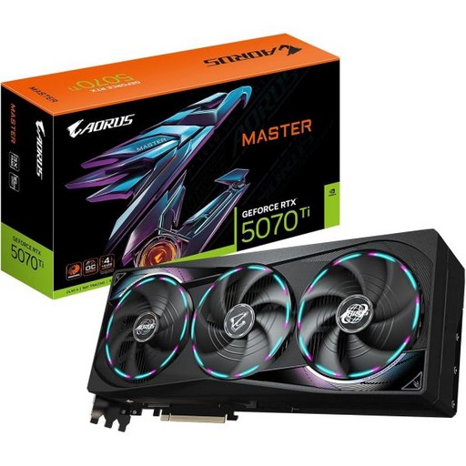 기가바이트 아우러스 지포스 RTX 5070 Ti 마스터 16G 그래픽 카드 16GB 256비트 GDDR7 PCIe 5.0 윈드포스 쿨링 시스템 GVN507TAORUS M16GD