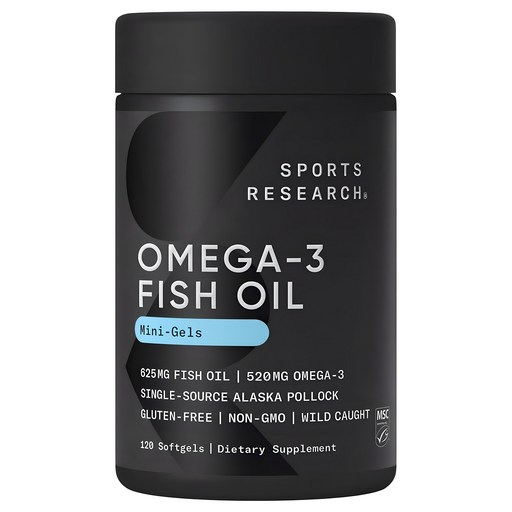 SPORTS RESEARCH 阿拉斯加產Omega-3魚油迷你軟膠囊, 1罐, 120顆