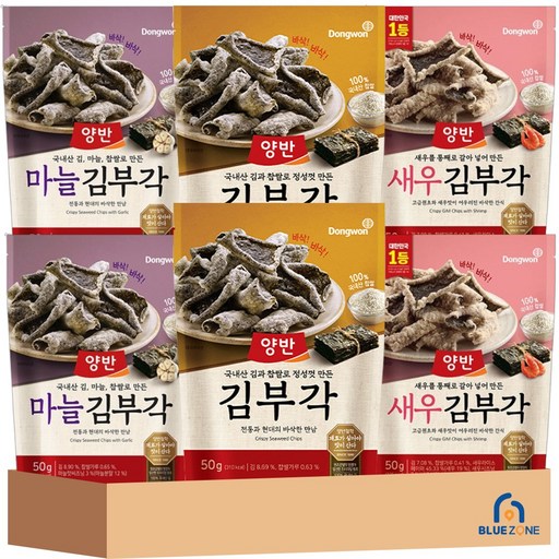 [블루존] 동원 양반 김부각 50g (김+마늘+새우) x2
