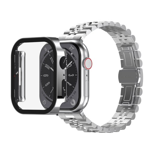 아이메이드잇 애플워치 호환 5 라인 메탈  풀커버 일체형 케이스, 실버