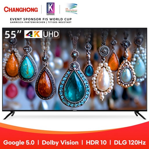 창홍 4K UHD LED 구글 5.0 스마트TV DLG 120Hz 돌비 AI 티비