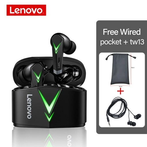 Lenovo LP6 TWS 무선 헤드폰 Airpods pro Bluetooth 게임용 헤드셋 마이크 포함 스포츠 방수 이어폰 Airdots 2, 블랙 백-tw13