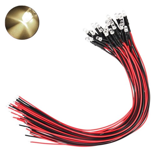 3파이 24V LED 웜화이트 표시등 저항내장형 와이어 케이블 일체형 제어판넬 산업용 전기배선 DIY 전자부품 자동차 오토바이