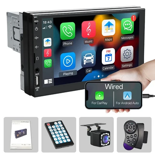 시노브클 자동차 라디오 카플레이 안드로이드 오토 7인치 멀티미디어 MP5 HD 터치스크린 AUXFMUSBTF 미