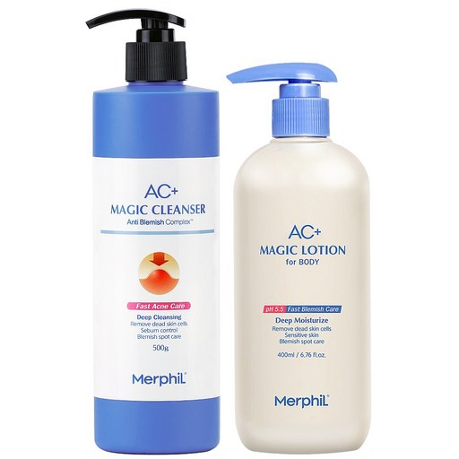 메르필 바디여드름 개선! AC+바디워시 500g & AC+매직바디로션 400ml SET
