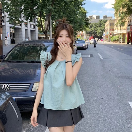 나나뽕 여성 여름 퍼프민소매 큐트 블라우스