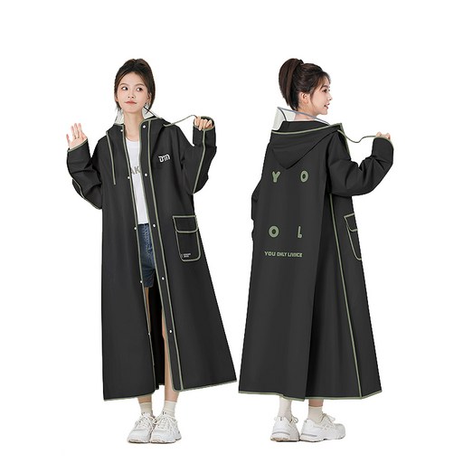 YANGTA 비완벽 차단 고탄력 투명챙 길고 베이직한 오버핏 레인코트 다회용 EVA야외 캠핑 우비 라이딩 우비골프 비옷경량 레인코트