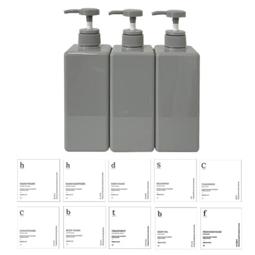 뉴앤룩 사각 디스펜서 일반형 650ml 3개 + G타입 라벨스티커 10종