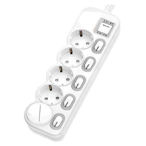 에코파워탭 LED 개별 과부하차단 전선형 멀티탭 5구 EPM-L305SS + 안전커버 랜덤발송