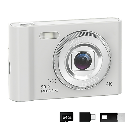 레트로 스마트한 디지털 카메라 손떨림 4K 5000W HD 픽셀 Y2K 카메라 64G SD카드(15000)