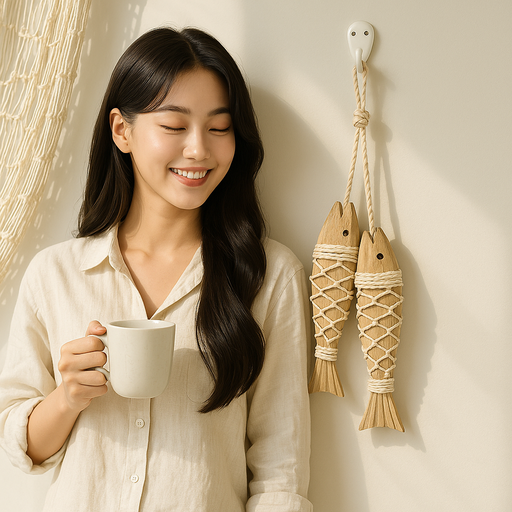 우드 명태 액막이 장식 전통 인테리어 소품 2종 세트 집들이 신혼 선물