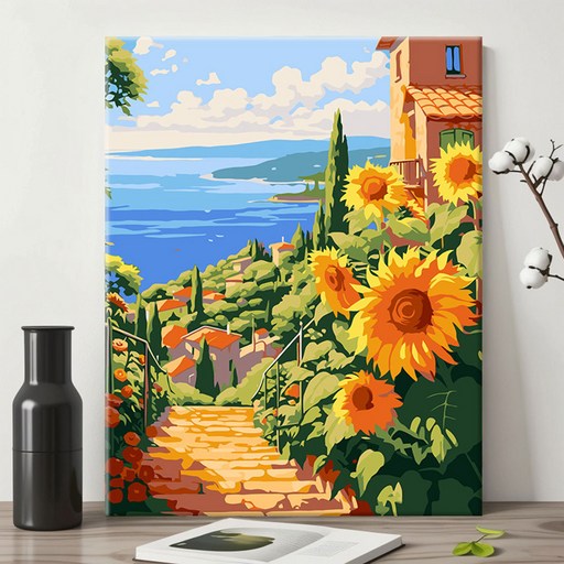 HORMOO 페인팅 DIY명화그리기 DIY캔버스형 diy 그림그리기 40 x 50cm (액자+색칠하기도구)