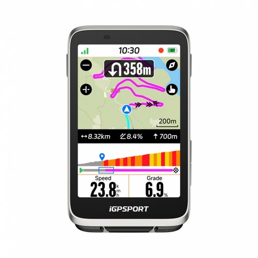 iGPSPORT BiNavi 바이내비 (Silver) 자전거 터치스크린 속도계 내비게이션 GPS 속도계 - 은색 컬러