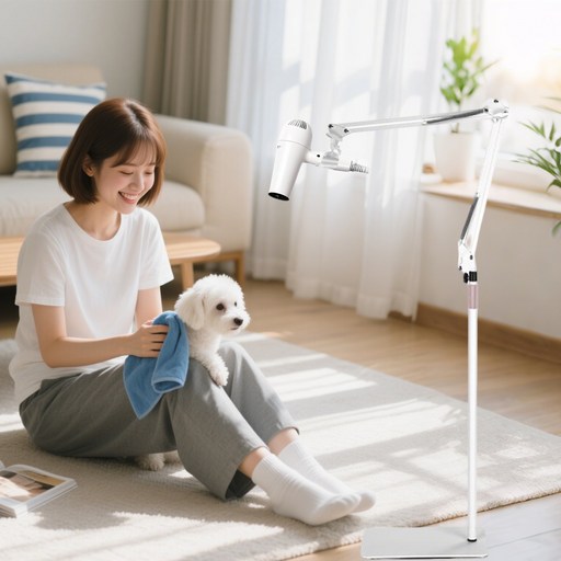 MOOZ 드라이기 스탠드 거치대 자바라 각도조절 핸드폰거치대 겸용