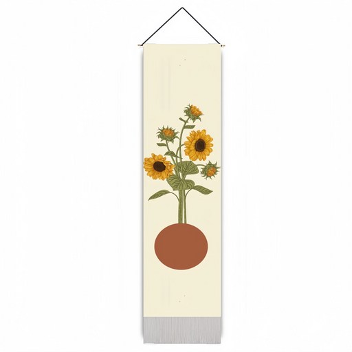 ALLBANGMALL 해바라기 패브릭 포스터 세로형 벽걸이 장식품 32.5 * 130cm