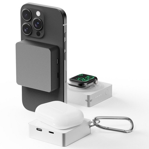 디버스 3in1 맥세이프 미니 고속 무선 충전 5000mAh 20W 보조배터리+맥세이프링
