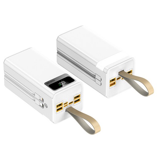 CCAGU대용량 보조배터리 60000mAh 고속충전PD 22.5W 2개 충전선 내장 캠핑용 차박용 여행용 멀티단자