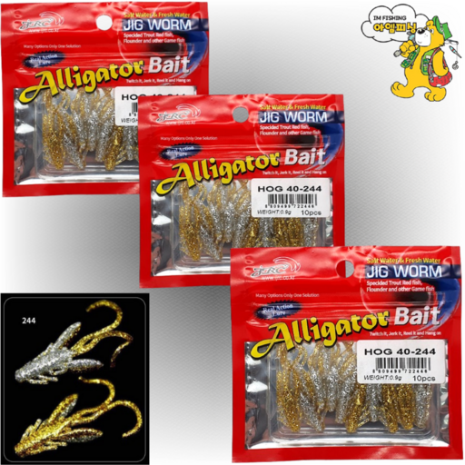JRC 엘리게이터 비비호그 10개입 X 3P/30pcs BB HOG40/쏘가리 송어 볼락웜