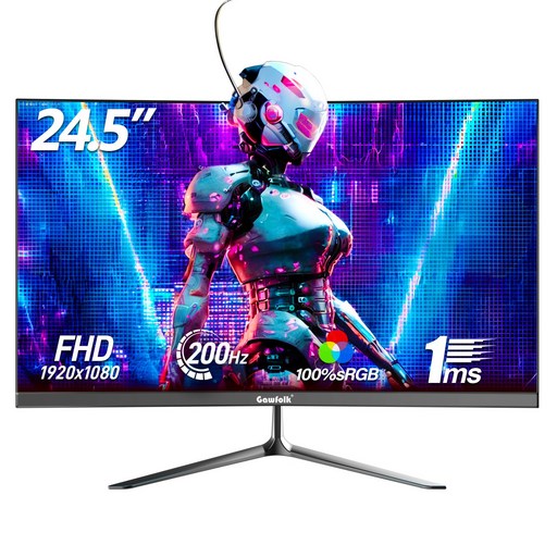 25인치 FHD 200Hz 평면 게이밍 사무용 모니터 IPS 패널 Freesync 지원 스피커 내장 24인치 모니터