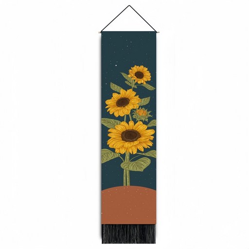 ALLBANGMALL 해바라기 패브릭 포스터 세로형 벽걸이 장식품 32.5 * 130cm