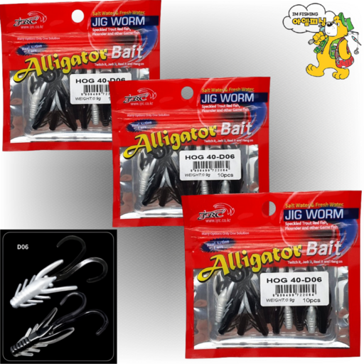 JRC 엘리게이터 비비호그 10개입 X 3P/30pcs BB HOG40/쏘가리 송어 볼락웜
