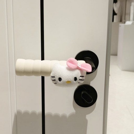 KT 핑크 리본 고양이 문고리 문손잡이 커버 인테리어 소품