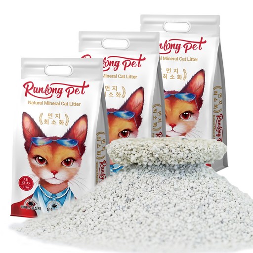 RUNLONG PET 고양이 모래 벤토나이트 오리지널 대용량 먼지없는 가는입자 캣 샌드