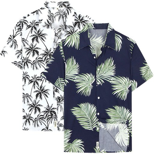 [95-130] 하와이안 셔츠 빅사이즈 남자 반팔 여름 남성 꽃남방 야자수 하와이 남방