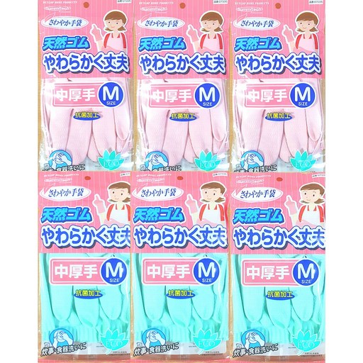 6컬레 (핑크+그린) 친환경항균 던롭고무장갑 ECO천연고무