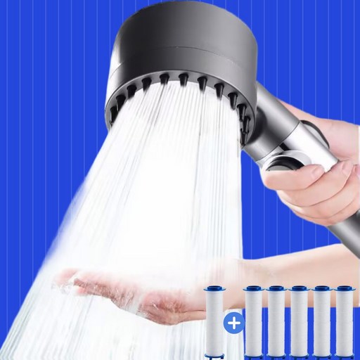 퓨어스파 다기능 두피 마사지 샤워기 헤드 초강력 수압상승 3단모드 원터치 필터포함