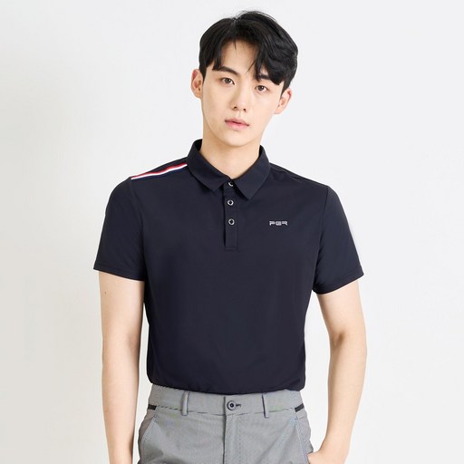피지알골프 남성용 어깨포인트 카라 반팔 골프 티셔츠 GT-3302