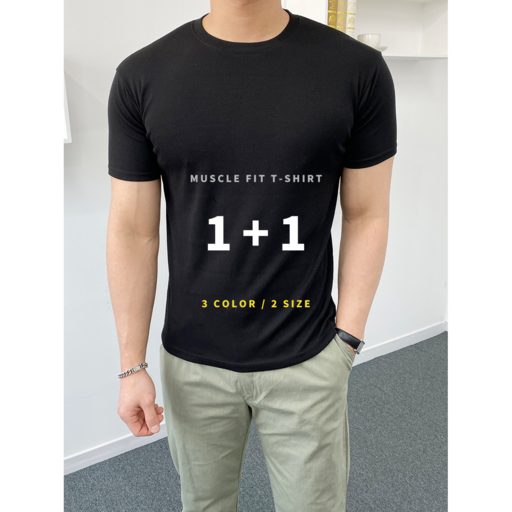 [1+1] 남자 티셔츠 남자 머슬핏 티셔츠 남자 여름 티셔츠 남자 반팔티셔츠 SS 머슬핏 반팔