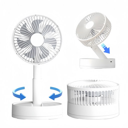 [3D 90도 회전] 15cm 접이식 선풍기 캠핑/차량/사무실용/30dB 프로급 초저소음+3600mAh 16시간/4단계 풍속+1-8H 타이머/탈부착 세척/KC인증 2025년 신형