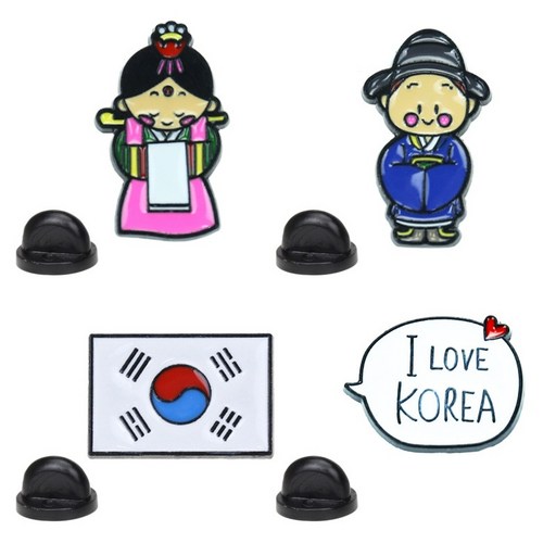 만화 태극기 브로치 커플 여행 기념품