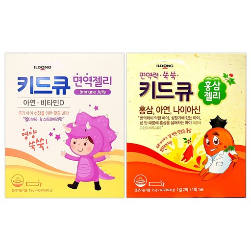 일동제약 키드큐 면역젤리 40포 + 홍삼젤리 40포 어린이 종합영양제