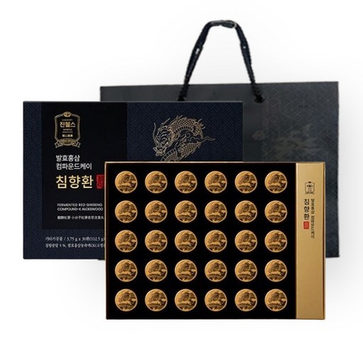 진웰스 발효홍삼 컴파운드케이 침향환 + 쇼핑백세트 3.75g x 30환