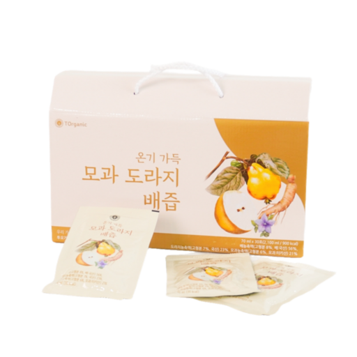 [투오가닉] 기관지에 좋은 도라지배즙 목편한 진한 온가족 모과 도라지 배즙 70ml x 30포 1박스